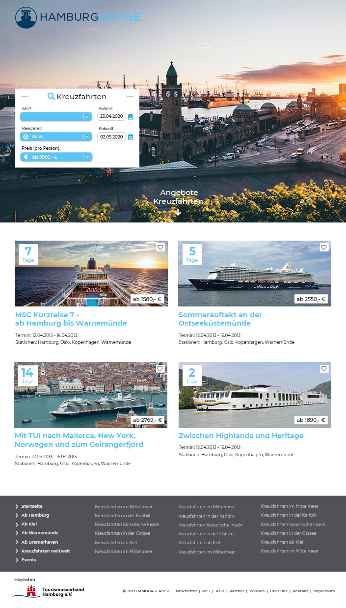 Hamburg Cruise Website preview